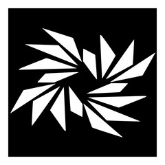 Obraz premium Minimalist abstract geometric design with sharp white shapes on a black background, vector illustration art graphic design, vector