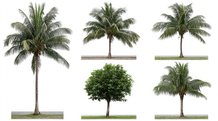 bark. Tropical coconut trees with distinct textures, isolated for a crisp botanical focus. gardening catalogs, home-decor guides, designed for home decor and floral branding, used by clinicians.