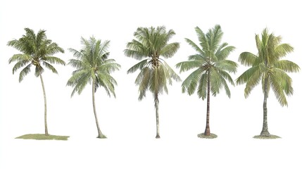 bark. Tropical coconut trees with distinct textures, isolated for a crisp botanical focus. gardening catalogs, home-decor guides, designed for home decor and floral branding, used by clinicians.