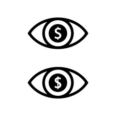 Dollar eye icon. Greed, wealth desire, and financial ambition symbol