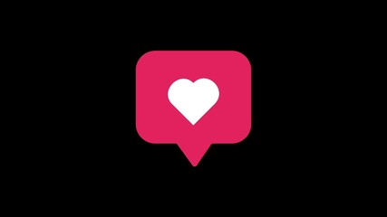Animated social media heart notification like icon on a black background. Use for streaming, video content, or subscriber engagement graphic. - Powered by Adobe