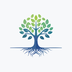 Obraz premium Vibrant Tree with Roots Logo Design.