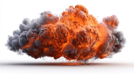 An intense explosion displays orange and gray smoke, representing a powerful burst of energy and force.