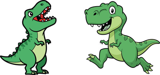 Fototapeta premium Friendly Cartoon T‑Rex Roaring Illustration