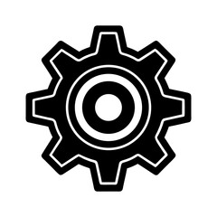 Metallic Gear Icon — Flat Settings Vector on White Background.