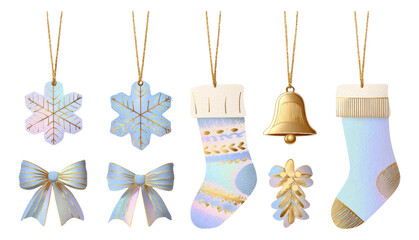 Festive Collection of Decorative Ornaments in Soft Colors for Holiday Celebrations