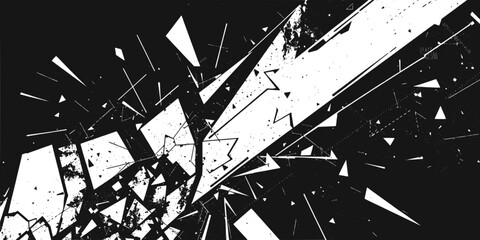 Abstract explosion of shattered glass pieces on a with grunge texture