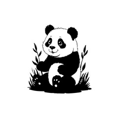 panda bear with a bamboo