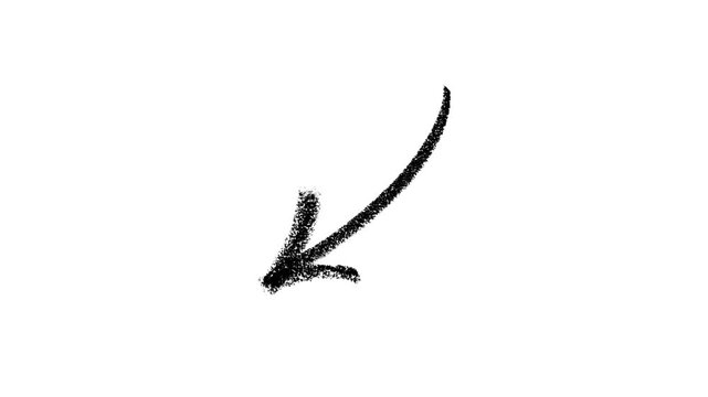 Creative scribble arrow set, chalkboard effect, rough ink animated pointers, black and white design element.
