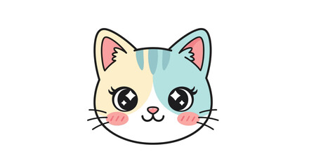 Obraz premium Adorable cartoon cat face with pastel colors for children's illustration designs