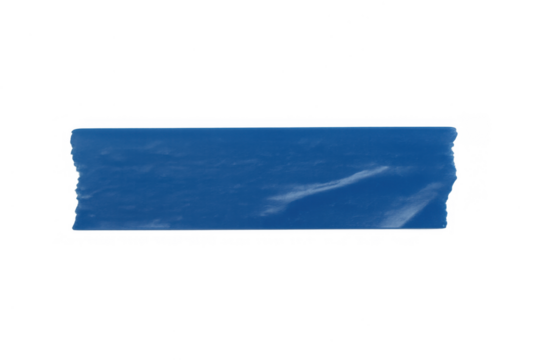 Blue adhesive tape strip creating a space for text, an essential graphic design element with a torn effect