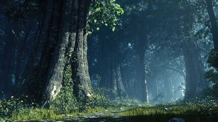 view of trees in the forest