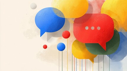 Colorful speech bubbles on a clean minimalist background for effective communication and dialogue