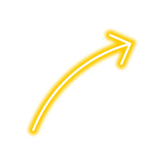 A glowing yellow arrow curves upwards and to the right on a white background.