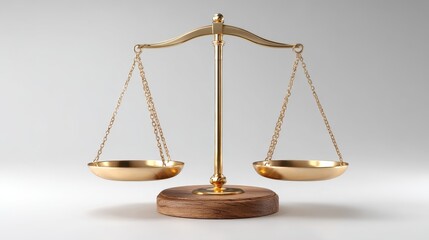 A golden balance scale representing justice, equality, and the concept of fair judgment.