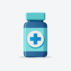 Obraz premium Blue Pill Bottle with Medical Cross Illustration.