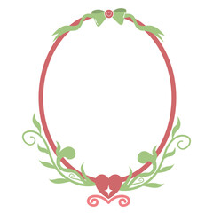 Oval Princess Frame, Cute Pastel Fairytale Scroll and Floral Frame Clipart