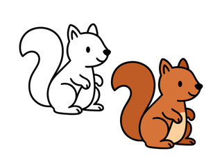 Simple squirrel outline illustration for coloring. Perfect for kids’ animal-themed coloring books, printable art, and creative educational fun.