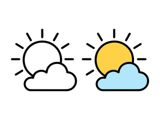 Simple sun and cloud outline illustration for coloring. Perfect for kids’ weather-themed coloring pages, printable art, and educational fun activities.