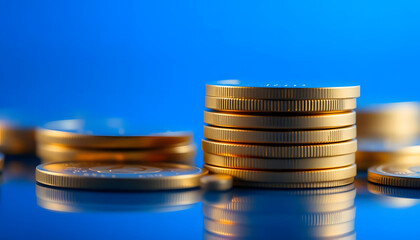 Golden stack of euro coins representing wealth and financial growth
