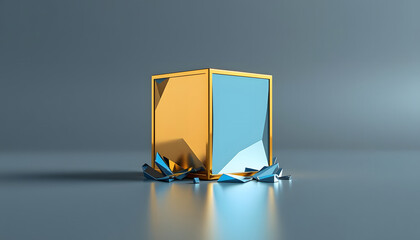 Abstract 3D illustration of a blank billboard with a symbol made of spheres for business advertising