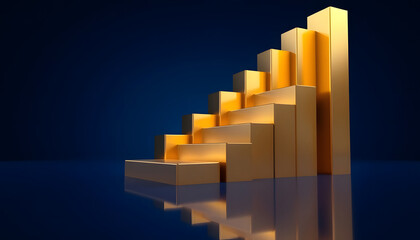 Stock image options for a gold bar chart include 3D growth and success in finance with an up arrow and business concept illustration