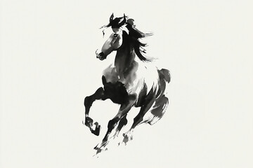 墨絵の馬のイラスト