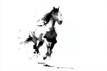 墨絵の馬のイラスト