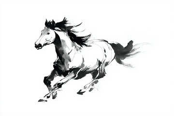 水墨で表現された馬