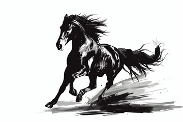 疾走する馬のイラスト