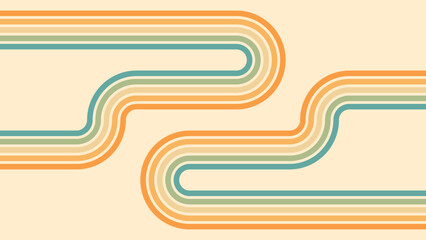 Abstract background of rainbow groovy Wavy Line design in 1970s Hippie Retro style. Vector pattern ready to use for cloth, textile, wrap and other.