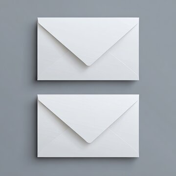Two white, closed envelopes arranged one over the other against a neutral gray background