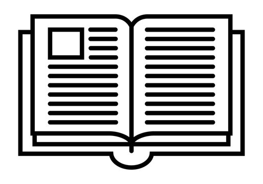 Icono negro de libro abierto en fondo blanco