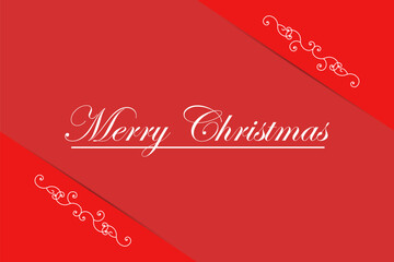 Celebration card in Merry Christmas holiday theme with red background illustration and white ornament.
