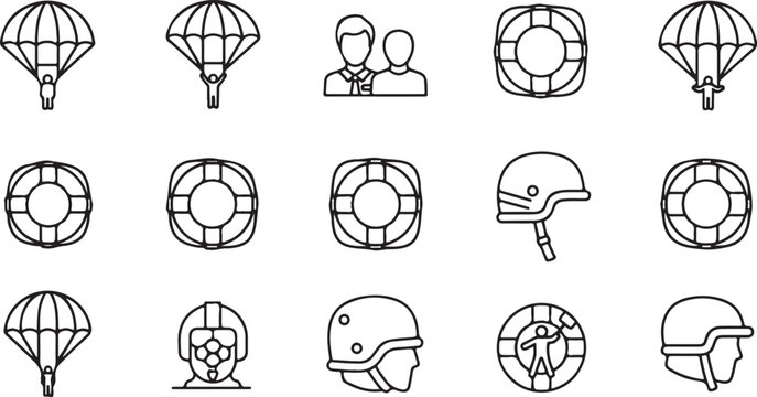 Basic Line Icon Design Collection with Rounded Geometric Shapes