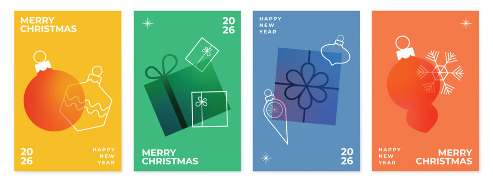 Modern christmas and new year greeting cards collection