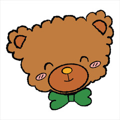 A hand-drawn and colored brown bear celebrating Christmas