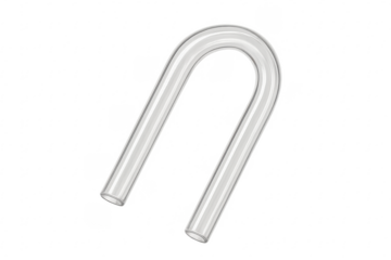 Glass u-tube laboratory equipment on transparent background