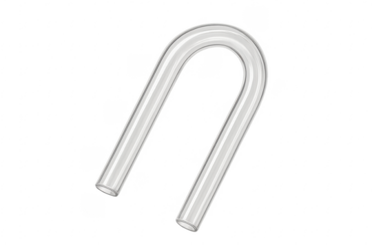 Glass u-tube laboratory equipment on transparent background