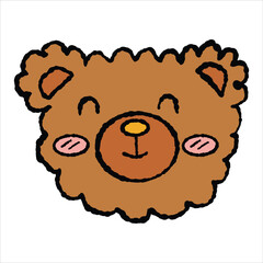 A hand-drawn and colored brown bear celebrating Christmas