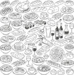 vector set of pizza and food icons