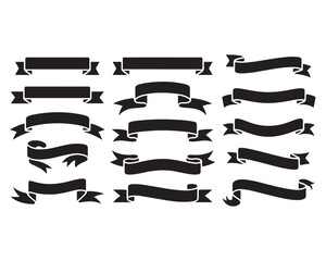 set of banners with ribbons