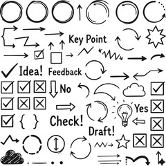 hand drawn arrow set vector illustration