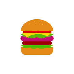 Illustration of a colorful cartoon burger