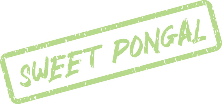Distinctive green grunge effect stamp features Sweet Pongal celebration text on white
