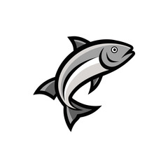 Illustration of a single gray jumping fish