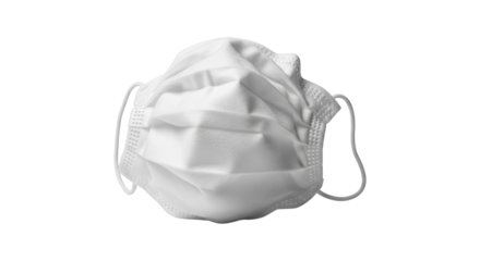 くちゃくちゃにされたマスク・白（PNG・透過・素材）