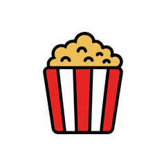 Cartoon popcorn bucket with red and white