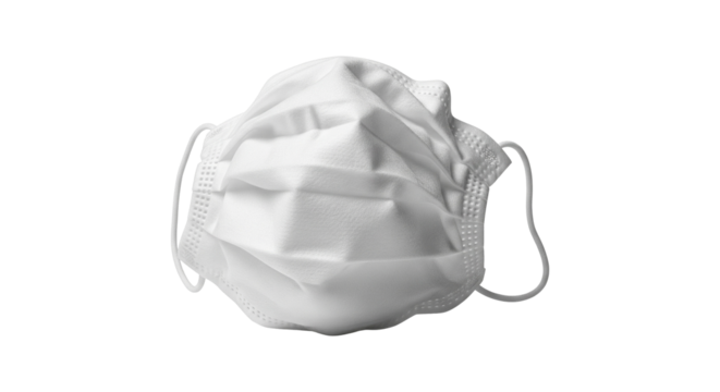 くちゃくちゃにされたマスク・白（PNG・透過・素材）