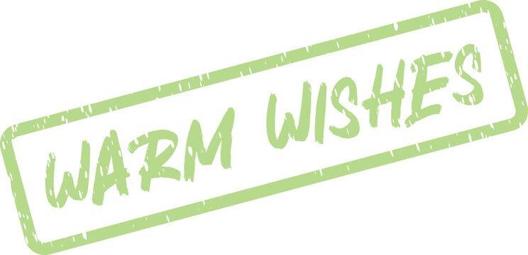 Warm wishes vibrant green stamp representing greetings, hope, positive sentiments, and kind thoughts for any occasion